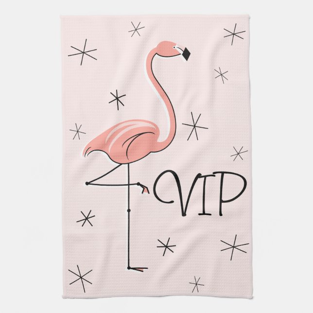 Flamingo Pink VIP kitchen towel (Vertical)