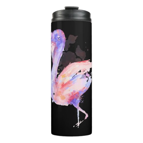 Flamingo Pink Watercolor Birds Art Popart Thermal Tumbler