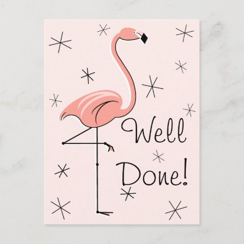 Flamingo Pink Well Done vertical postcard