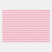 Flamingo Pink & White Stripes Polka Dot Chevron  Wrapping Paper Sheets (Front 3)