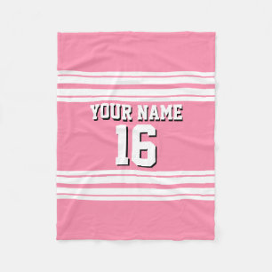 Flamingo Pink White Team Jersey Custom Number Name Fleece Blanket