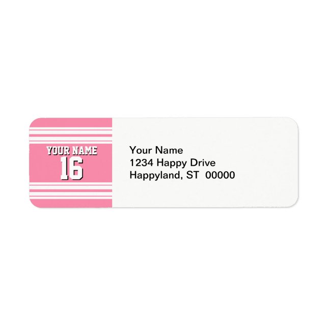 Flamingo Pink White Team Jersey Custom Number Name Label (Front)