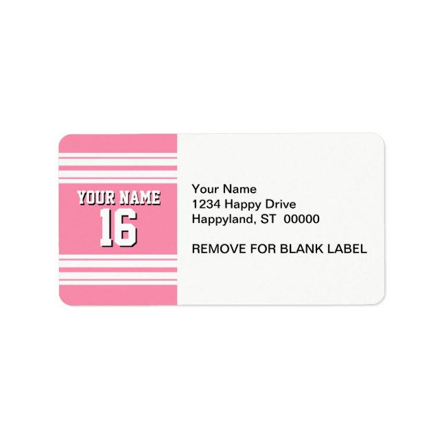 Flamingo Pink White Team Jersey Custom Number Name Label (Front)