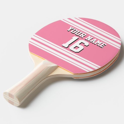 Flamingo Pink White Team Jersey Custom Number Name Ping_Pong Paddle