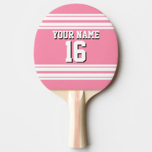 Flamingo Pink White Team Jersey Custom Number Name Ping-Pong Paddle