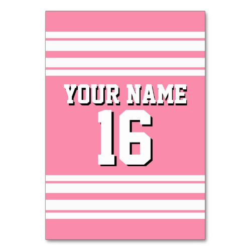 Flamingo Pink White Team Jersey Custom Number Name Table Number