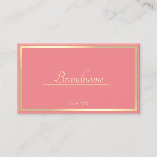 Flamingo Pink with Pretty Gold Frame Print Business Card