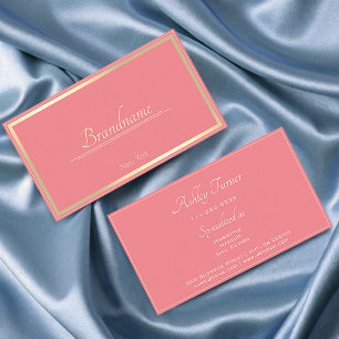 Flamingo Pink with Pretty Gold Frame Print Business Card