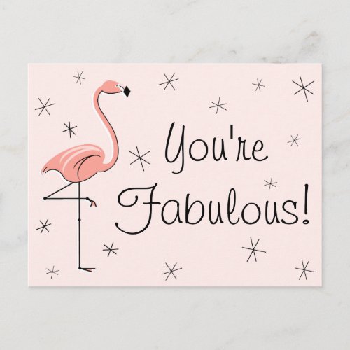 Flamingo Pink Youre Fabulous postcard