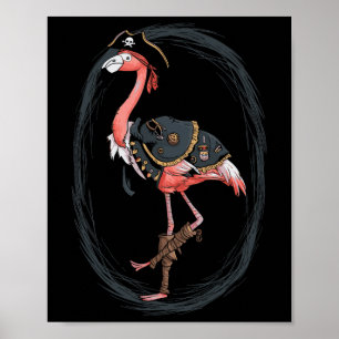 Flamingo Pirate Funny Halloween Costume Idea Poster