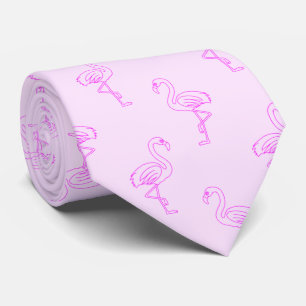 Flamingo Playful Pink Summer Pattern Neck Tie