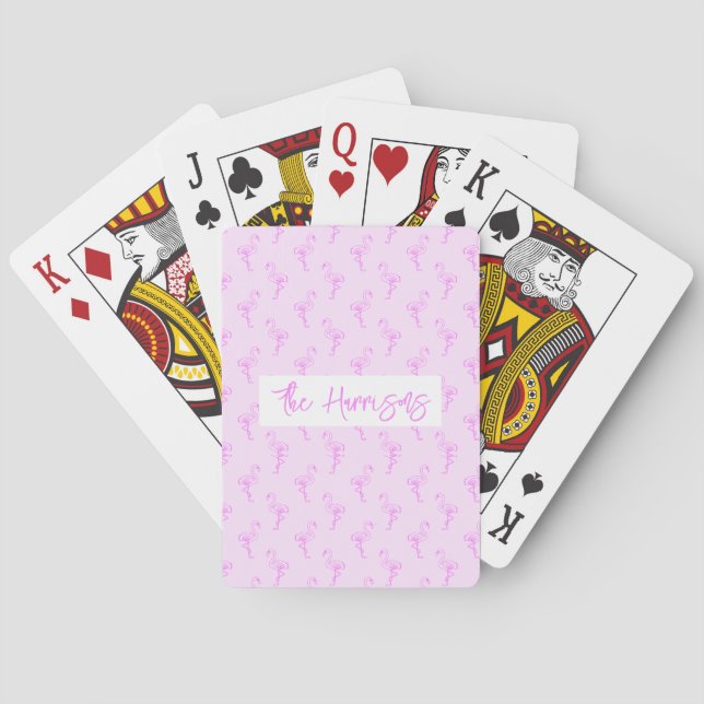 Flamingo Playful Pink Summer Pattern Poker Cards (Back)