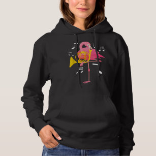Flamingo Playing French Horn Player French Hornist Hoodie