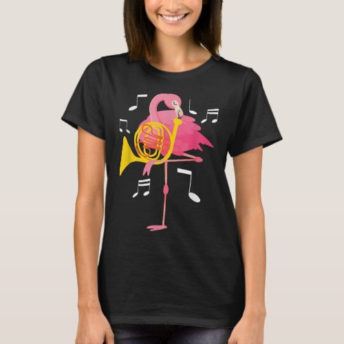 Flamingo Playing French Horn Player French Hornist T_Shirt