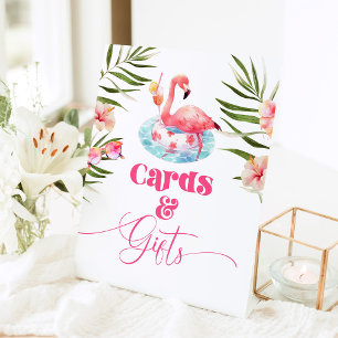 Flamingo Pool birthday party Cards and gifts Pedestal Sign