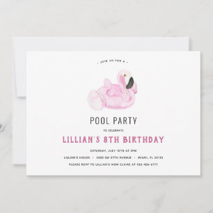 Flamingo Pool Party Birthday Invitation