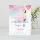 Flamingo Pool Party Birthday Invitation (Standing Front)