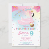 Flamingo Pool Party Birthday Invitation (Front)