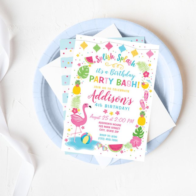 Flamingo Pool Party Birthday Invitation (Creator Uploaded)