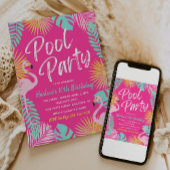 Flamingo Pool Party Birthday Invitation | Pool