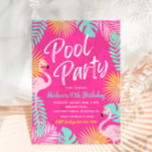 Flamingo Pool Party Birthday Invitation | Pool