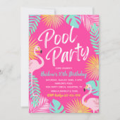 Flamingo Pool Party Birthday Invitation | Pool (Front)