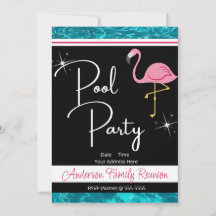 Flamingo Pool Party Family Reunion Invitation