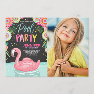 Flamingo Pool party invitation Tropical Pool float