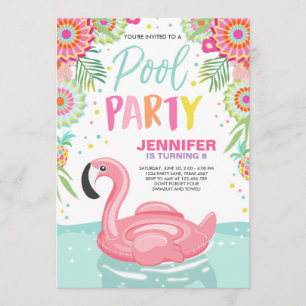 Flamingo Pool party invitation Tropical Pool float