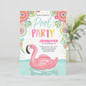 Flamingo Pool party invitation Tropical Pool float (Standing Front)
