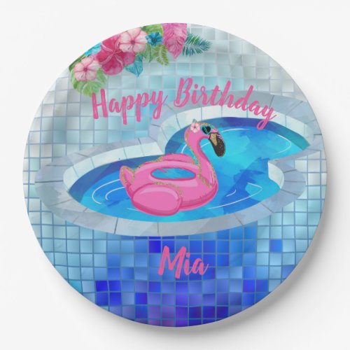 Flamingo pool party Paper Plates Birthday Party Paper Plates