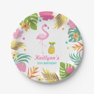Flamingo Pool Party Paper Tropical Pool Party Paper Plate