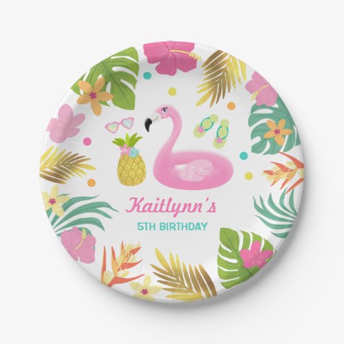 Flamingo Pool Party Paper Tropical Pool Party Paper Plates