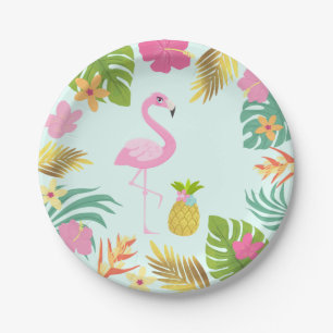 Flamingo Pool Party Paper Tropical Pool Party Plates