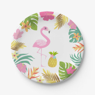 Flamingo Pool Party Paper Tropical Pool Party Plates