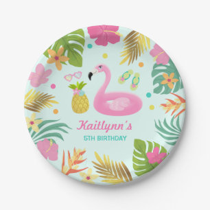 Flamingo Pool Party Paper Tropical Pool Party Plates