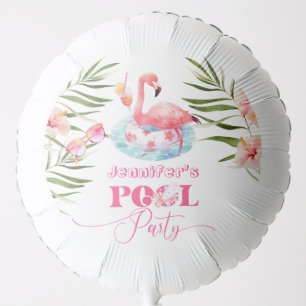 Flamingo pool party pink girl birthday balloon