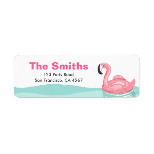 Flamingo Pool Party Return Address Label Tropical
