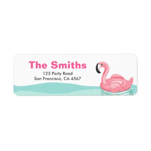 Flamingo Pool Party Return Address Label Tropical