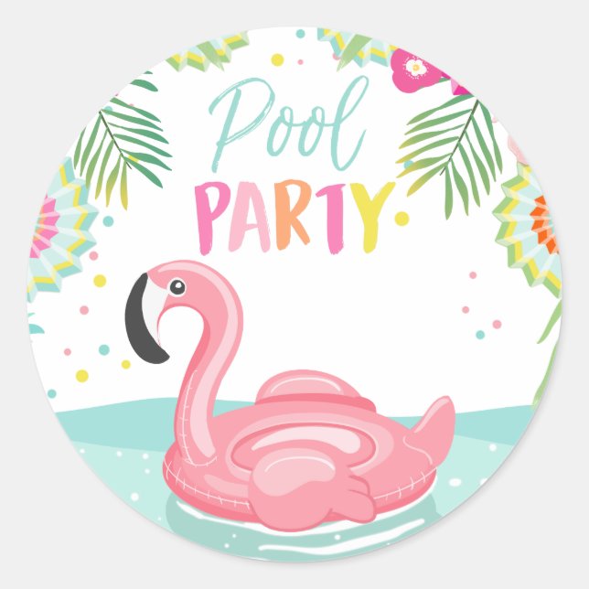 Flamingo Pool Party Sticker Tropical Pool Float (Front)