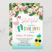 Flamingo Pool Party Summer Birthday Party Invitation (Front/Back)