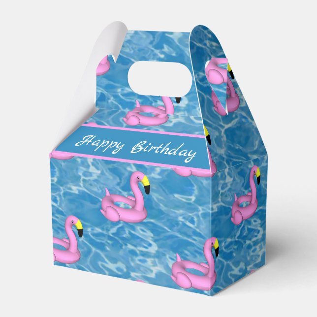 Flamingo pool toy  favor boxes (Front Side)
