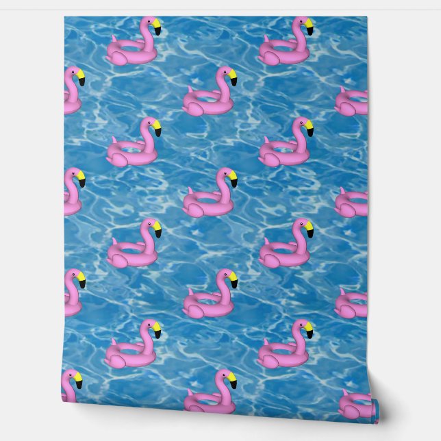 Flamingo pool toy  wallpaper  (Unrolling)