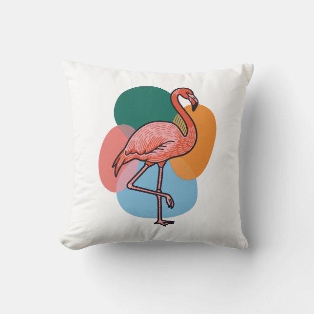 Flamingo Pop Throw Pillow (Front)