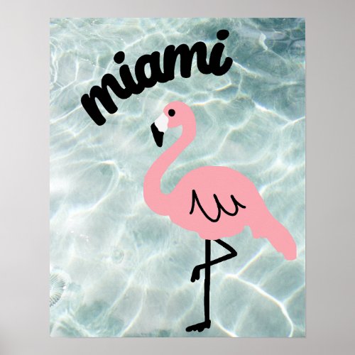 Flamingo poster with pool