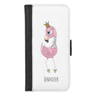 Flamingo Princess Personalized Name iPhone 8/7 Wallet Case