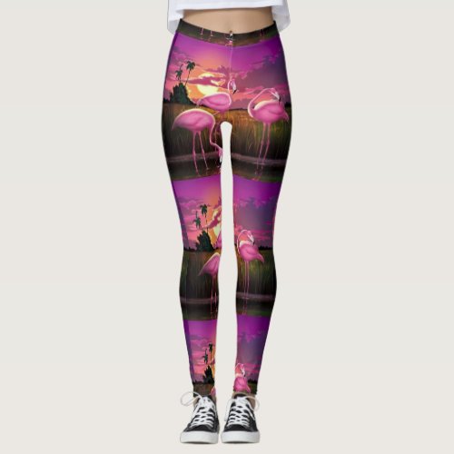 Flamingo print leggings