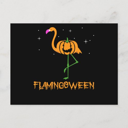 Flamingo Pumpkin Halloween Flamingoween Bird Pink Invitation Postcard