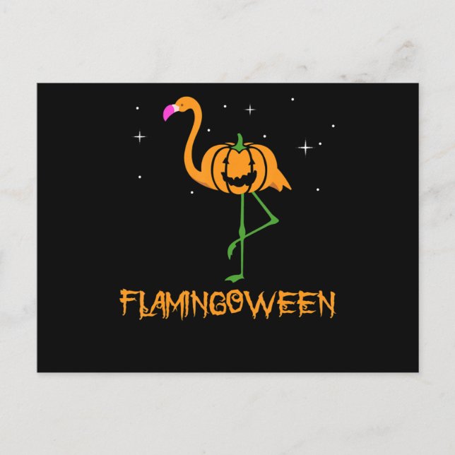 Flamingo |Pumpkin Halloween Flamingoween Bird Pink Invitation Postcard (Front)