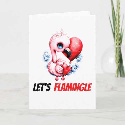 Flamingo pun  Cute baby flamingo flamingle bff Holiday Card